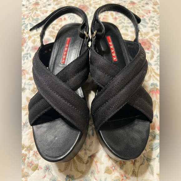 VINTAGE PRADA PLATFORM SANDALS 6 US / 36 EU - Picture 5 of 12